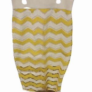 Milly size 10 yellow & white striped lace pencil skirt lined midway back zip